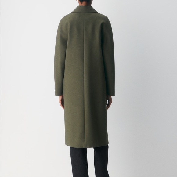 Aritzia Slouch Coat- Olive Green Double-Breasted Coat - Picture 3 of 7